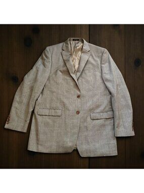 RALPH LAUREN Light Brown Plaid Blazer Jacket Size 46 XL